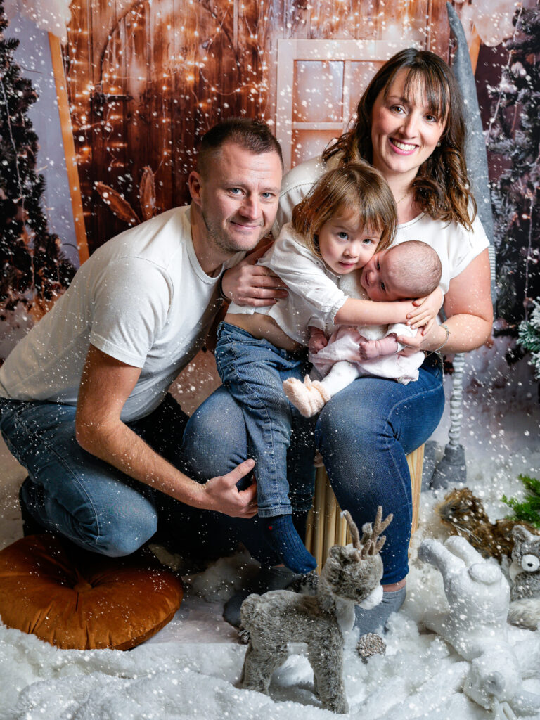 Photo de famille durant mini-séance de Noël